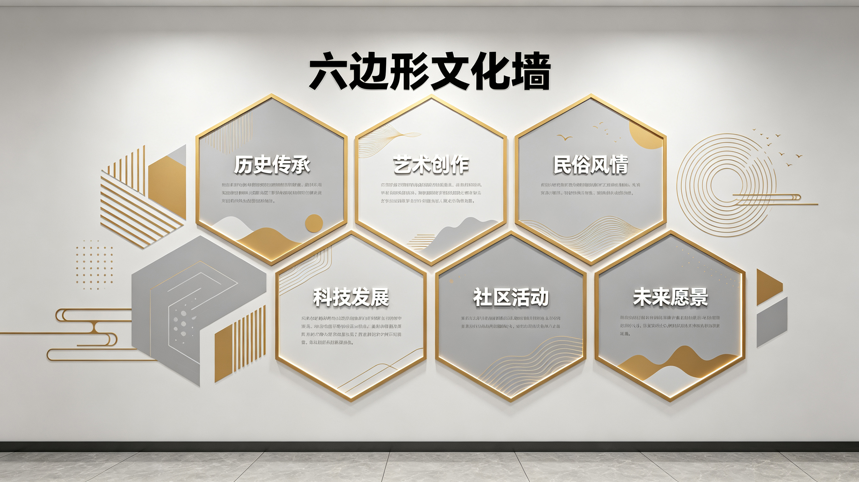 台前企业文化墙 | 六边形信息美学